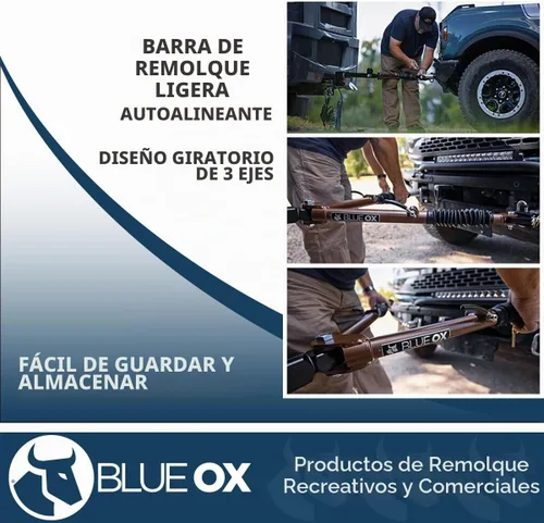Vista 3 de Blue Ox BX7380 Alpha II Barra de remolque - Receptor de 2 pulgadas, Clase III de 6500 libras. Clasificación, Negro