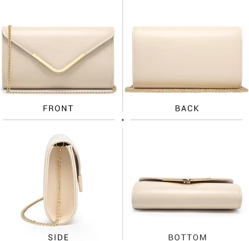 Vista 3 de Dasein Bolsos de noche para mujer, bolsos de mano formales para bodas, fiestas, bailes, bolsos con correa para el hombro y solapa con purpurina