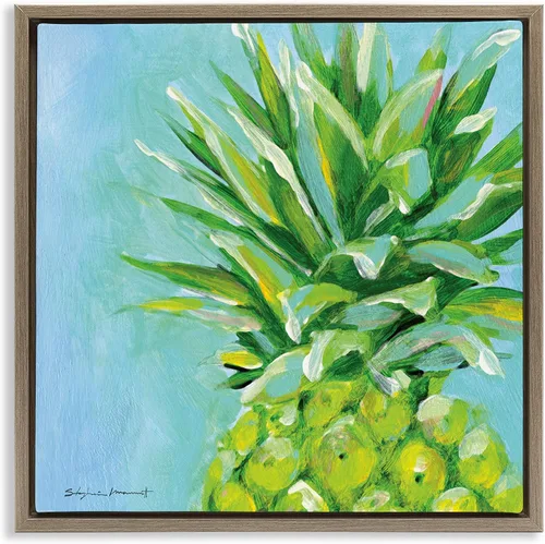 Vista 11 de Stupell Industries Arte giclée enmarcado con fruta de piña azul tropical, diseño de Stephanie Workman Marrott