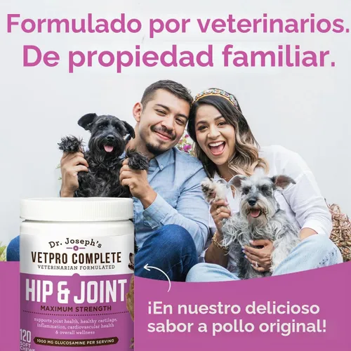 Vista 6 de VetPro Complete Glucosamina para perros – Masticables suaves de máxima fuerza con condroitina, MSM, cúrcuma, vitamina C, Omega 3 – trata