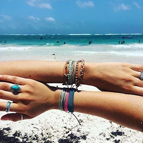 Vista 4 de Pura Vida - Pulsera sólida 100 % impermeable, hecha a mano con dije revestido y correa ajustable