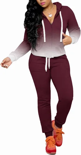 Vista 2 de FANDEE Conjunto de dos piezas para mujer, conjunto casual de sudadera con capucha y bolsillos