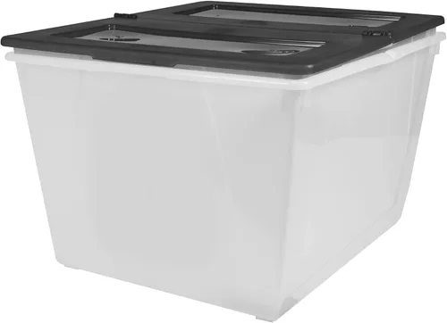 Vista 3 de Storex Bolsa de almacenamiento de 16 galones (60 L) con tapa plegable, 22.7 x 18.25 x 12.86 pulgadas, escarcha/negro, paquete de 4 (00900A04C)