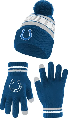 Vista 24 de Ultra Game Adults NFL Official Super Soft Winter Beanie Knit Hat With Warm Touch Screen Gloves
