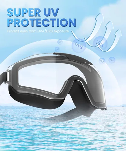 Vista 4 de Gafas de natación para hombres y mujeres, gafas de natación para hombres: antivaho sin fugas, protección UV400, visión amplia, paquete de 3
