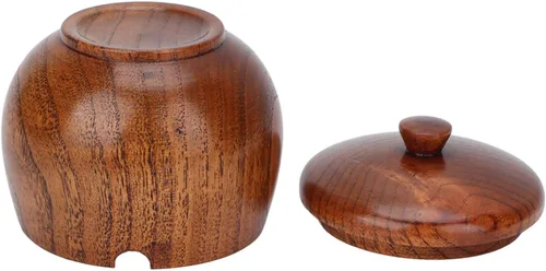 Vista 7 de GLOGLOW Wood Jar, Sour Jujube Wood Seasoning Box for Sauces for Kitchen (Large lacquer)