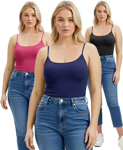 Vista 156 de Emmalise Camisola larga casual básica para mujer, con tirantes ajustables, top en capas