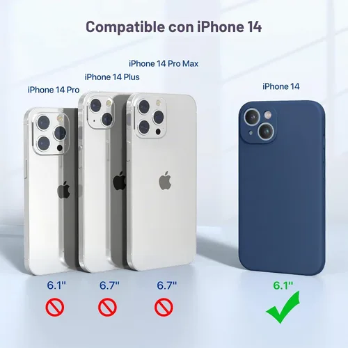Vista 2 de Miracase - Funda diseñada para iPhone 14 con protector de pantalla, [protección de cámara mejorada], funda de silicona líquida a prueba de golpes