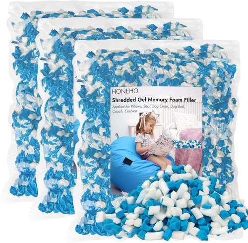 Vista 27 de Relleno de Espuma Viscoelástica con Gel Triturado de 1.13 kg, Relleno Cómodo y Suave para Silla de Puf, Relleno de Espuma Viscoelástica
