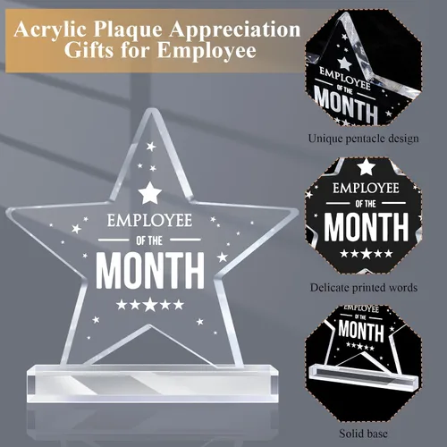 Vista 2 de Geetery 1 placa acrílica para el empleado del mes, regalo de agradecimiento para compañeros de trabajo, recuerdo de pisapapeles en el lugar