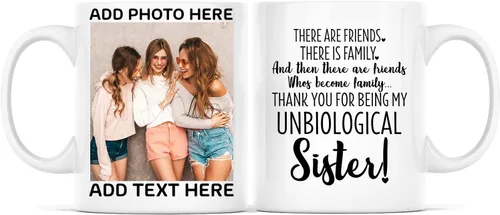 Vista 7 de Taza de café con texto en inglés "Because Of You I Laugh", regalo para mujeres, mejores amigas, mejores amigas, tazas personalizadas de amistad