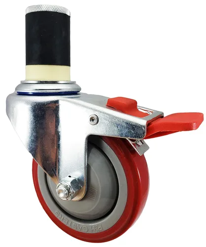 Vista 4 de Certificado NSF, juego de ruedas giratorias de 4 pulgadas para mesas de preparación de cocina comercial, ruedas de bloqueo total - Marca CasterHQ