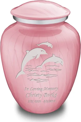 Vista 20 de Geturns Embrace - Urnas de cremación personalizadas de delfines para cenizas humanas, urna funeraria grande de color rojo brillante para mujeres
