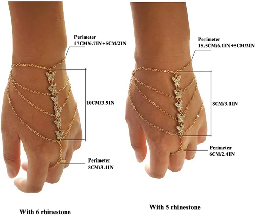 Vista 5 de Suyi - Pulsera con anillo, cadena y diamantes de imitación para mujeres y chicas
