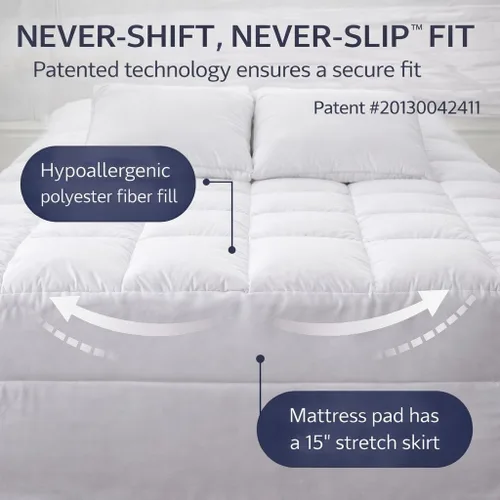 Vista 2 de brylanehome Gel Touch cama Tite Topper, Poliéster, Blanco