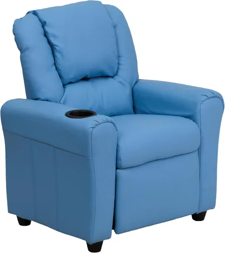 Vista 14 de Flash Furniture - Sillón reclinable contemporáneo para niños, color beige vinilo con base para vasos y reposacabezas