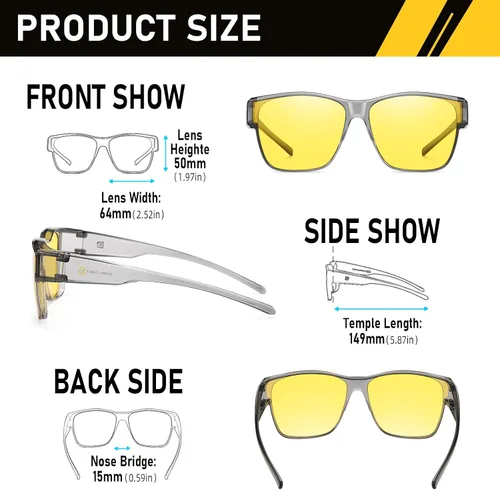 Vista 2 de DUCO Lentes de conducción de visión nocturna para hombres y mujeres, antirreflejos, polarizados, amarillos, lentes nocturnos, 8990Y, Lente de visión