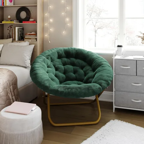 Vista 15 de EMMA + OLIVER Ersa - Silla plegable de gran tamaño de 38 pulgadas con tapicería de piel sintética acogedora en negro con marco de metal negro