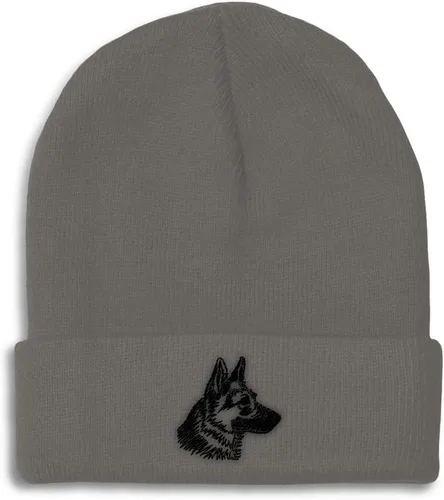 Vista 42 de Gorros personalizados para hombre, sombreros de invierno bordados de cabeza de pastor alemán negro para mujer, gorra de cráneo de acrílico, 1