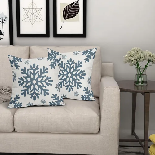 Vista 63 de Fundas de almohada decorativas de Navidad negras 40x40 cm con copos de nieve blancos de Navidad, juego de 2, temática rústica de invierno