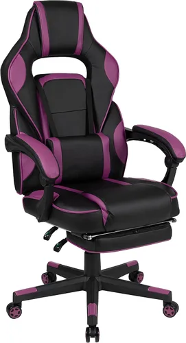 Vista 21 de Flash Furniture X20 - Silla giratoria de policarbonato ergonómica y ajustable con respaldo completamente reclinable en LeatherSoft negro