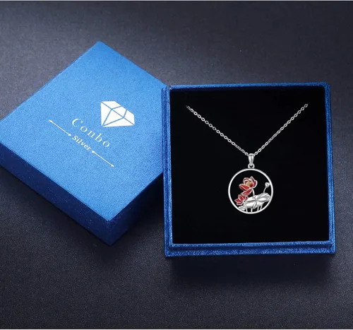 Vista 7 de Collar de loto para mujer, plata de ley 925, collar con colgante de loto rosa, collar de flor de loto rosa, joyería de yoga, regalos para niñas