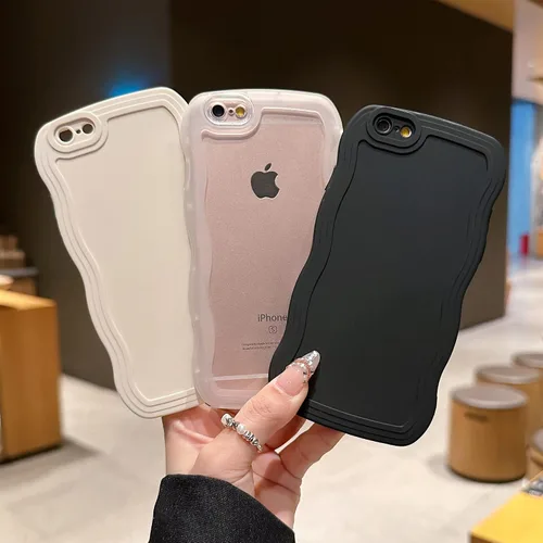 Vista 6 de SKYLMW Compatible con iPhone 6s Plus/6 Plus Case de 5.5", Linda Kawaii Marco Ondulado Rizado Forma de Marco Funda de Silicona Suave Resistente a
