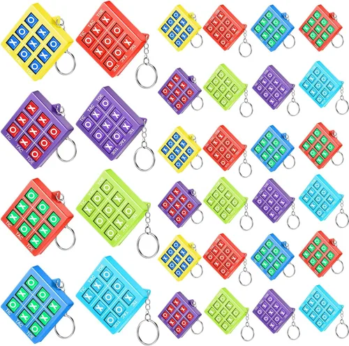Vista 15 de Hicarer Llavero de juego de 8 piezas de Tic Tac Toe para niños de 4 a 8 a Ret