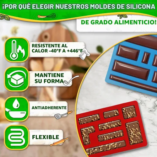 Vista 3 de 3 moldes de silicona para chocolate, antiadherentes, de grado alimenticio
