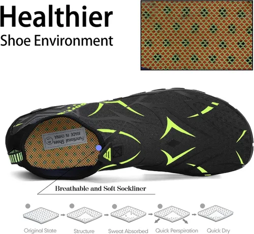 Vista 4 de Zapatos de agua para hombre y mujer, zapatos de agua descalzos, de secado rápido, para playa, natación, buceo, kayak, surf, deportes acuáticos