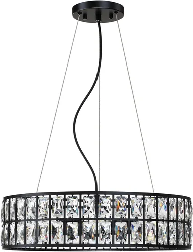 Vista 11 de Lámpara de techo de tambor de cristal cromada de 12 pulgadas, montaje semiempotrado, accesorio de granja para sala de estar, comedor, dormitorio