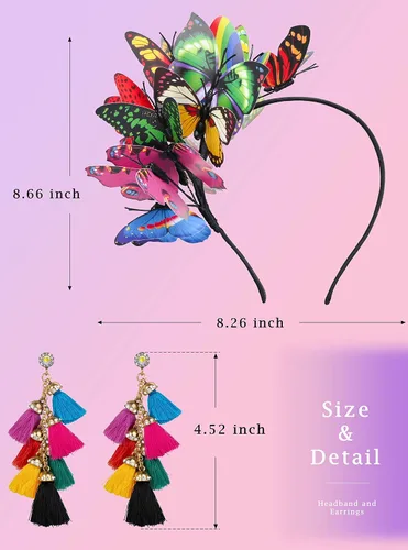 Vista 3 de Zivyes Diadema de mariposa para mujer, tocado de alas monarca, accesorios de fiesta de té