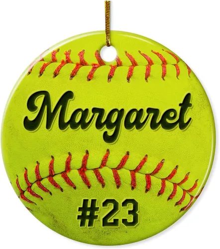 Vista 21 de SANDJEST Adorno de béisbol personalizado con nombre y número, adornos de cerámica 2024 para niños, entrenadores, fanáticos del béisbol, ideas