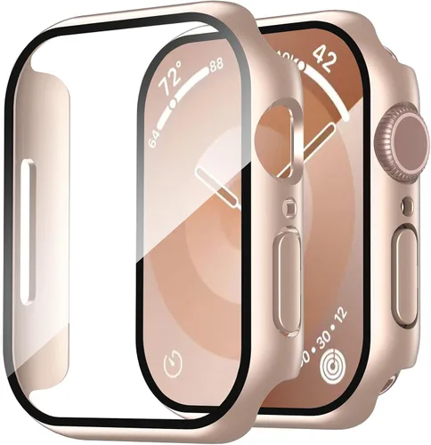 Vista 33 de Smiling Paquete de 2 fundas compatibles con Apple Watch Serie 3/Serie 2 de 1.49 pulgadas, protector de pantalla vidrio templado, carcasa rígida
