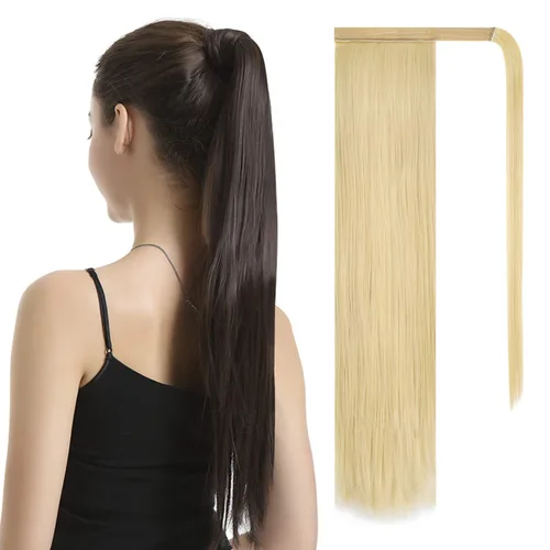 Vista 58 de BARSDAR Extensión de Cola de Caballo Corta y Recta - Extensiones de Cabello de Cola de Caballo con Cordón de 14 Pulgadas en Negro para Mujeres