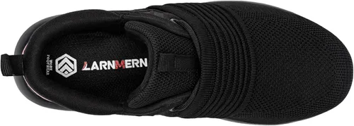 Vista 4 de FENLERN - Zapatos con punta de acero para mujer, tenis de seguridad ligeros con amortiguación de aire, zapatos de trabajo resistentes, fáciles