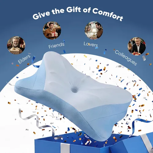 Vista 6 de Almohada cervical ergonómica para el cuello, almohada de espuma viscoelástica para aliviar el dolor, almohadas ortopédicas de cama con soporte