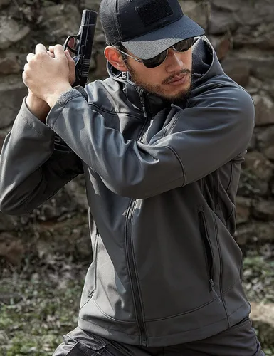 Vista 7 de FREE SOLDIER Chaqueta de senderismo Softshell para hombre, impermeable, con capucha, táctica, cazadora