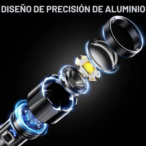 Vista 2 de AKNEAR Linterna recargable de alta luminosidad súper brillante (pantalla digital, 1 paquete)