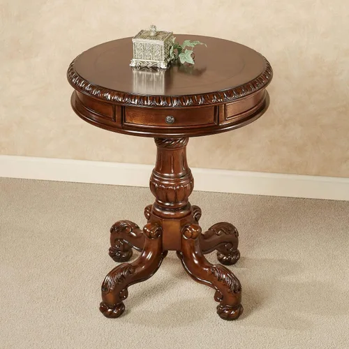 Vista 2 de Touch of Class Cortona - Mesa auxiliar con pedestal, color cereza otoñal