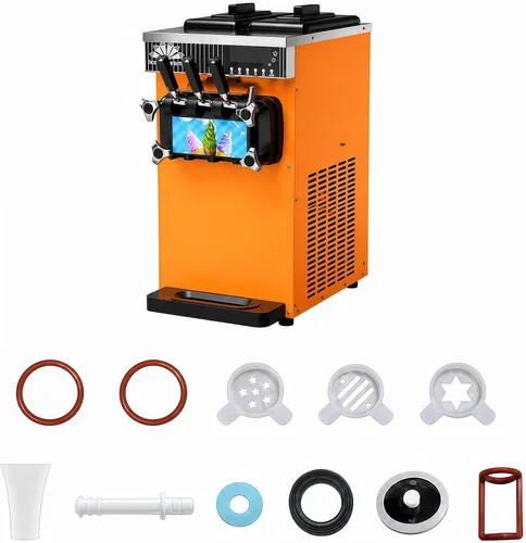 Vista 7 de Countertop 18-25kg/H Yield Soft Serve Ice Cream Machine, Commercial Three Flavor Ice Cream Maker, 3.5L x 2 Hopper with LED Panel Auto Clean, Perfect