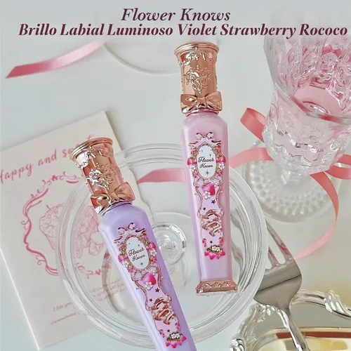 Vista 7 de Flower Knows Violet Strawberry Rococo Glowy Lip Gloss, Hot Pink Shimmer G02 Bebida de frambuesa