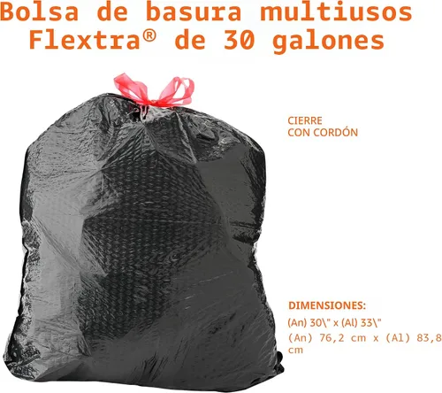 Vista 3 de Amazon Basics Flextra - Bolsas de basura multiusos con cordón, 30 galones, 50