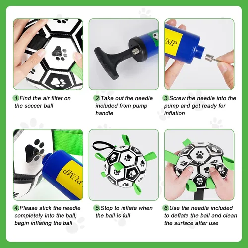 Vista 6 de Juguetes para perros con correas, pelota de fútbol de 6" Copa del Mundo, juguetes interactivos para perros para tirón de guerra, juego de jardín