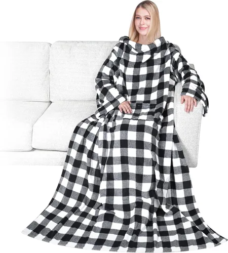 Vista 19 de PAVILIA Wearable Blanket with Sleeves for Adult Women Men, Cozy Fleece Warm Wrap Throw with Arms, Gifts for Christmas, Wife