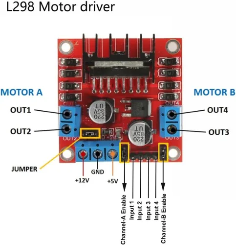 Vista 2 de Módulo de control de placa de controlador de motor L298N de 2 piezas con kit de motor TT de 4 piezas, motor de caja de cambios de CC soldado