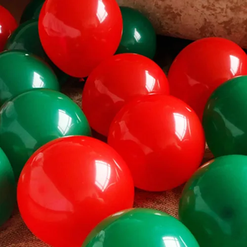 Vista 6 de 100 globos rojos de 12 pulgadas y globos verde oscuro para decoraciones de fiesta de cumpleaños y Navidad