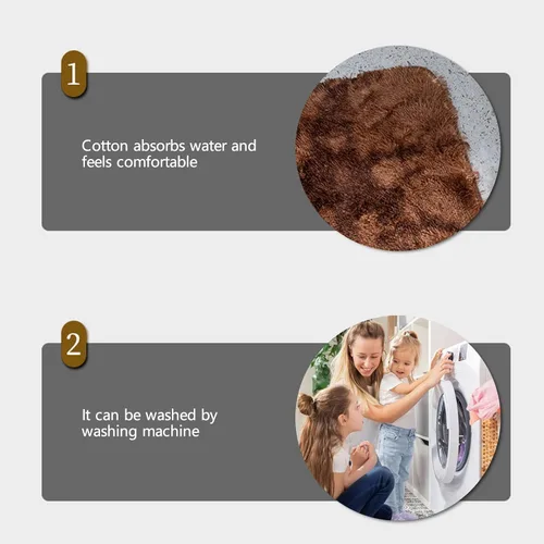 Vista 5 de Juego de alfombras de baño de 3 piezas, alfombra de baño ultra suave antideslizante, alfombra de baño de felpilla absorbente, alfombra lavable, Café