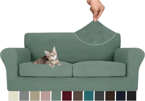 Vista 24 de MAXIJIN 2 piezas de fundas para silla con brazos, funda para silla de sofá para sala de estar, funda elástica para perros para una silla con 1 cojín