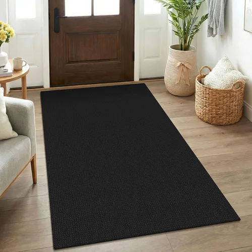 Vista 210 de KOZYFLY - Tapete para puerta de interior, lavable, pequeña, antideslizante, con respaldo de goma, felpudo de algodón para el hogar, color negro
